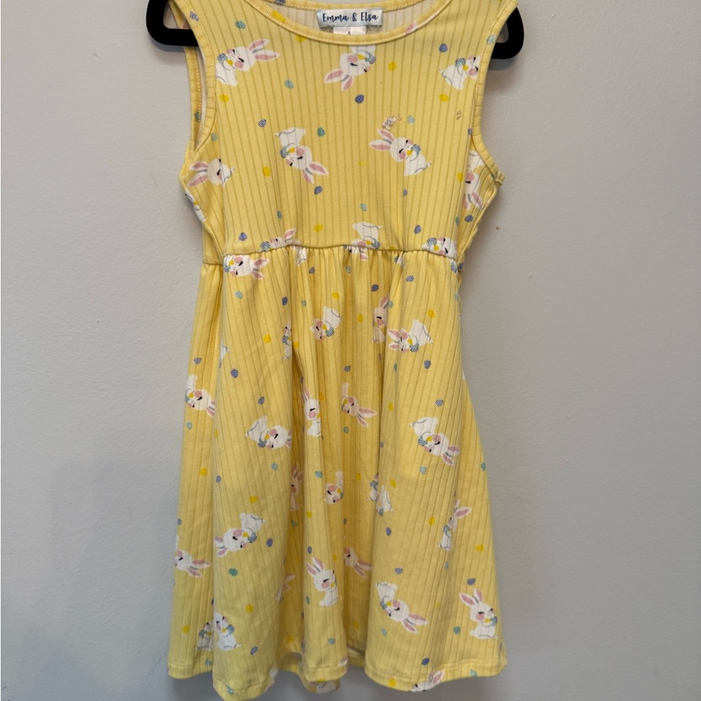 Emma & Elsa Girls' Yellow Bunny Print Casual Dress